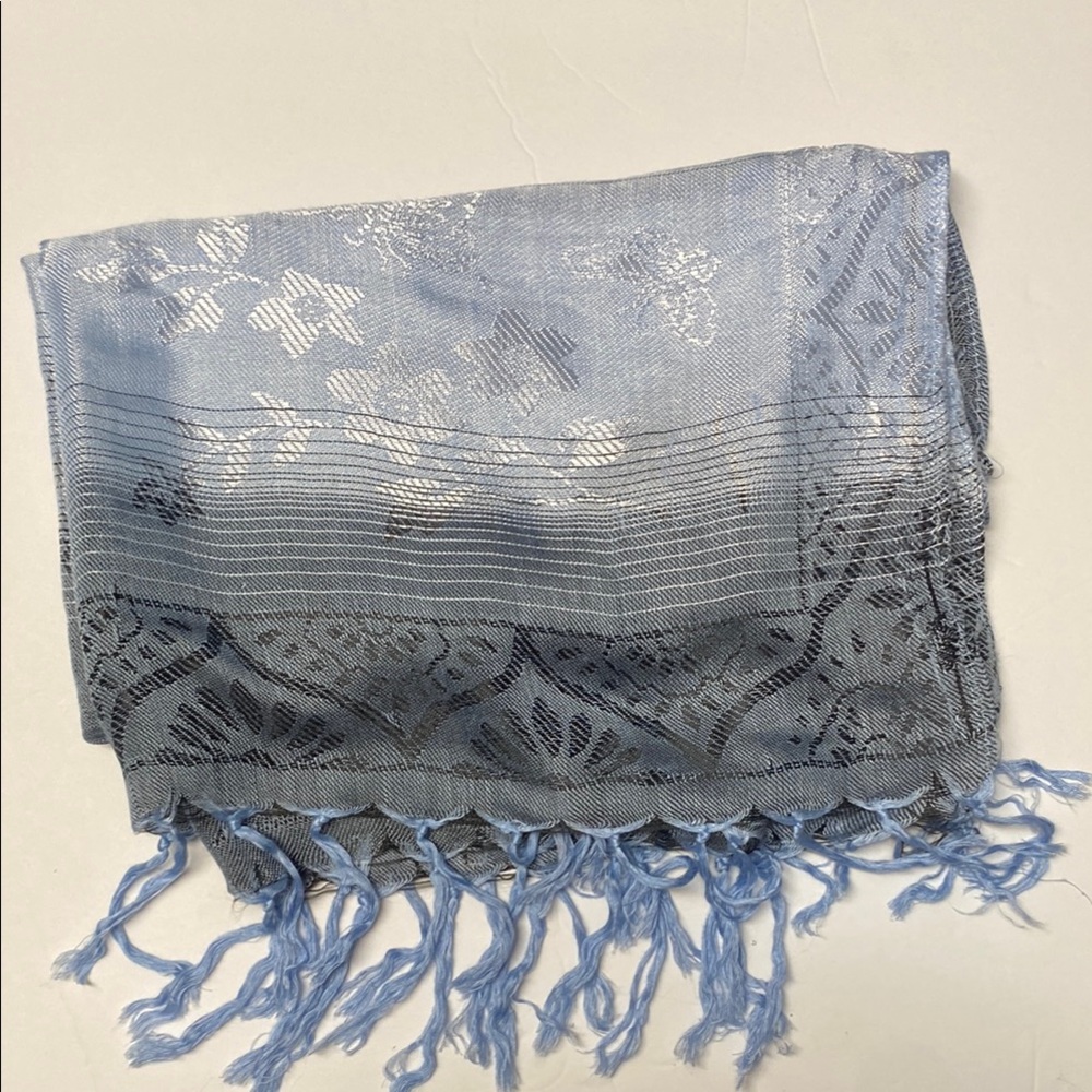 Elegant Blue Floral Scarf